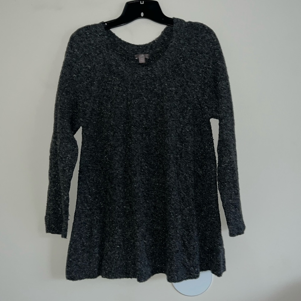 J.JILL - MEDIUM WOMANS WOOL BLEND CABLE KNIT GREY SWEATER EUC